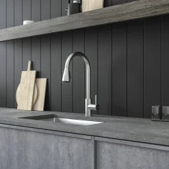 Vellamo Inspire Pull Out Spray Mono Kitchen Mixer Tap - Brushed Steel