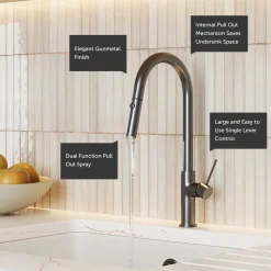 Vellamo Kara Pull Out Spray Single Lever Mono Kitchen Mixer Tap