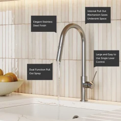 Vellamo Kara Pull Out Spray Single Lever Mono Kitchen Mixer Tap