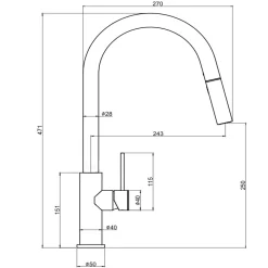 Vellamo Kara Pull Out Spray Single Lever Mono Kitchen Mixer Tap