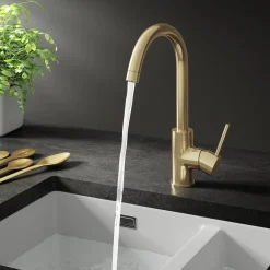 Vellamo Kara Single Lever Mono Kitchen Mixer Tap - Brushed Brass