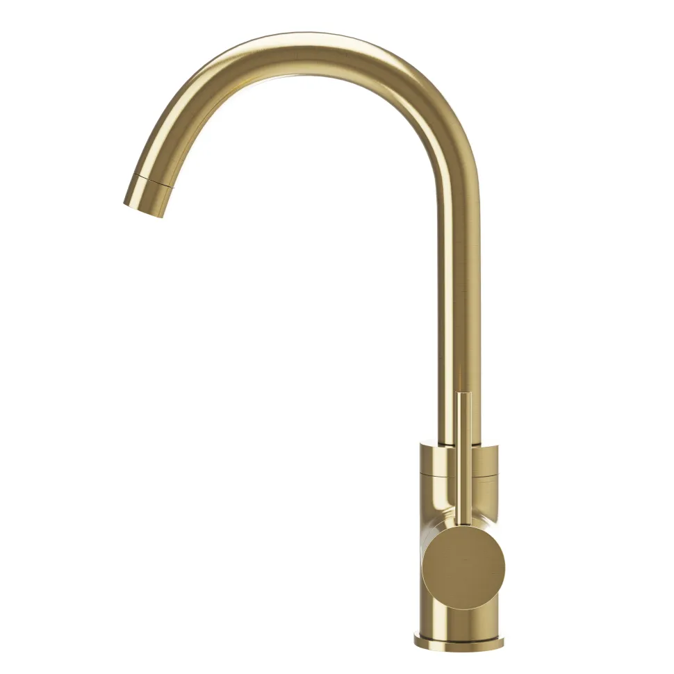 Vellamo Kara Single Lever Mono Kitchen Mixer Tap - Brushed Brass