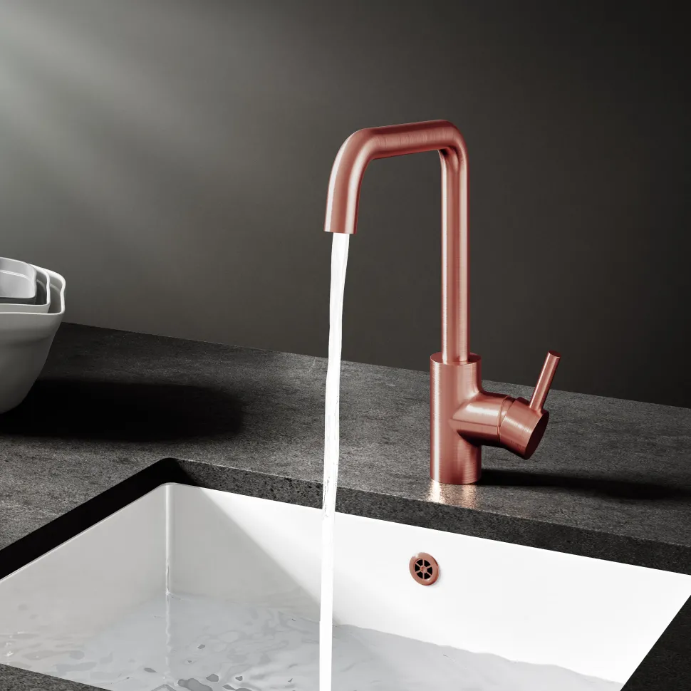 Vellamo Koro Single Lever Mono Kitchen Mixer - Brushed Copper