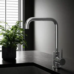 Vellamo Koro Single Lever Mono Kitchen Sink Mixer Tap - Polished Chrome