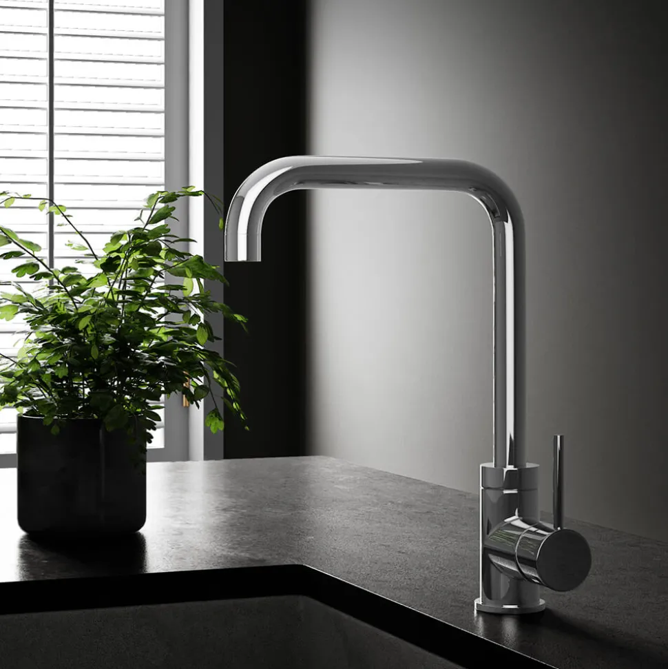 Vellamo Koro Single Lever Mono Kitchen Sink Mixer Tap - Polished Chrome