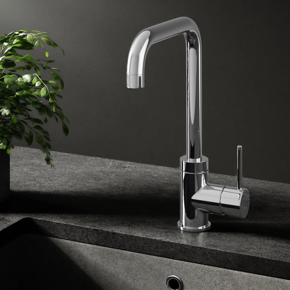 Vellamo Koro Single Lever Mono Kitchen Sink Mixer Tap - Polished Chrome