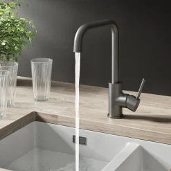 Vellamo Koro U Spout Single Lever Mono Kitchen Mixer Tap - Gunmetal