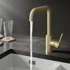 Vellamo Koro U Spout Single Lever Mono Kitchen Mixer Tap - Brushed Brass