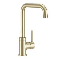 Vellamo Koro U Spout Single Lever Mono Kitchen Mixer Tap - Brushed Brass
