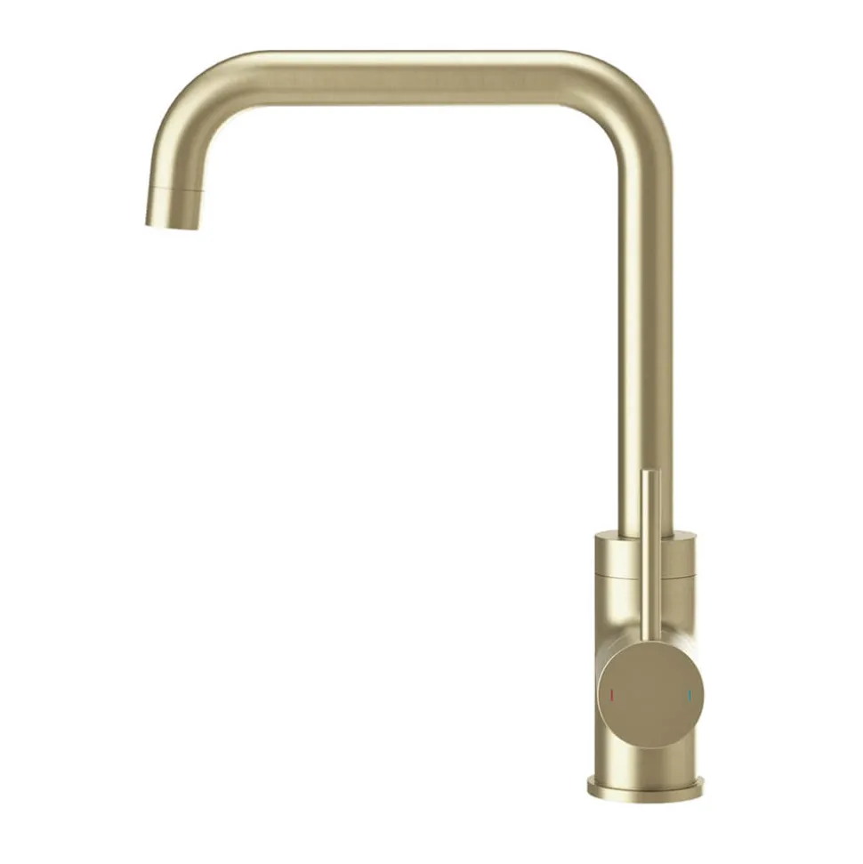 Vellamo Koro U Spout Single Lever Mono Kitchen Mixer Tap - Brushed Brass