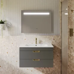 Vellamo LED Illuminated Bathroom Mirror with Demister Pad & Shaver Socket - 600 x 800mm