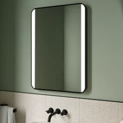 Vellamo LED Illuminated Matt Black Mirror with Demister Pad & Colour Change LEDs - 500 x 700mm