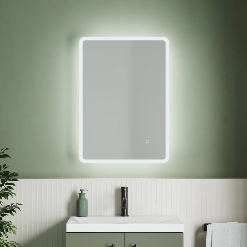 Vellamo LED Illuminated Universal Bathroom Mirror with Demister Pad - 500 x 700mm