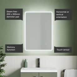 Vellamo LED Illuminated Universal Bathroom Mirror with Demister Pad - 500 x 700mm