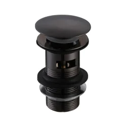Vellamo Matt Black Dome Clicker Basin Waste - Slotted