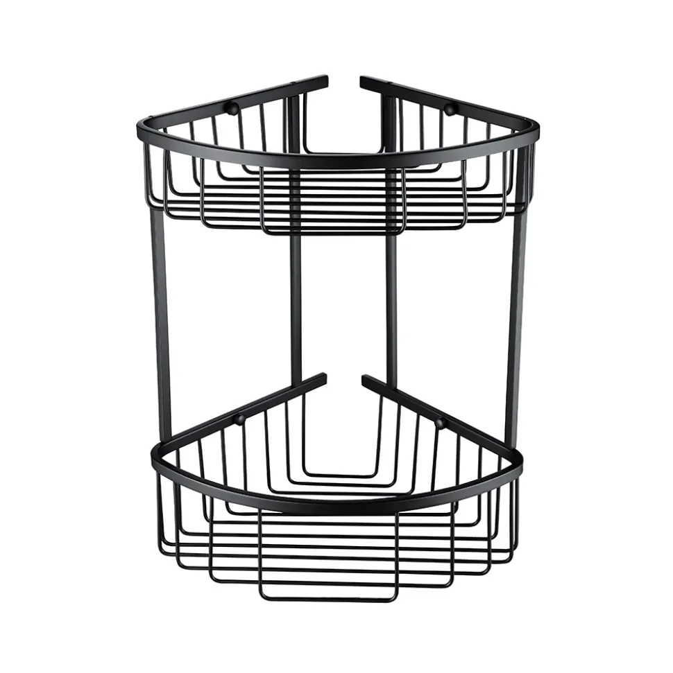 Vellamo Matt Black Double Corner Shower Basket