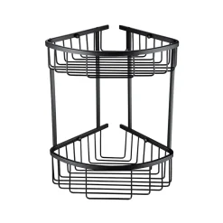 Vellamo Matt Black Double Corner Shower Basket