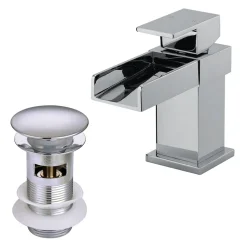Vellamo Maya Mini Waterfall Basin Mixer with Clicker Waste