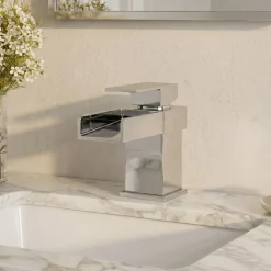 Vellamo Maya Waterfall Basin Mixer with Clicker Waste