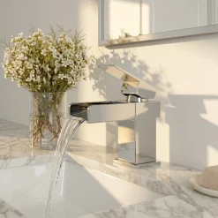 Vellamo Maya Waterfall Basin Mixer with Clicker Waste