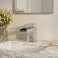 Vellamo Maya Waterfall Basin Mixer with Clicker Waste