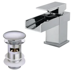 Vellamo Maya Waterfall Basin Mixer with Clicker Waste