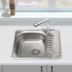 Vellamo Minima Ultra Compact 1 Bowl Satin Stainless Steel Kitchen Sink & Waste - 580 x 488mm