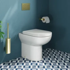Vellamo Modern D-Shaped Comfort Height Back to Wall Toilet with Soft Close Seat