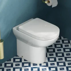 Vellamo Modern D-Shaped Comfort Height Back to Wall Toilet with Soft Close Seat