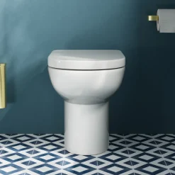 Vellamo Modern D-Shaped Comfort Height Back to Wall Toilet with Soft Close Seat