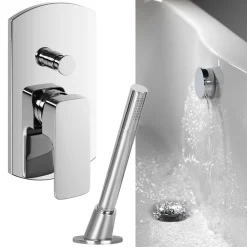 Vellamo Panache Bath Shower Mixer with Overflow Filler & Pull Out Handset