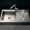 Vellamo Peak 1 Bowl Satin Stainless Steel Sink & Waste with Reversible Drainer - 1000 x 500mm