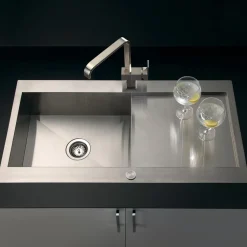 Vellamo Peak 1 Bowl Satin Stainless Steel Sink & Waste with Reversible Drainer - 1000 x 500mm