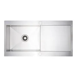 Vellamo Peak 1 Bowl Satin Stainless Steel Sink & Waste with Reversible Drainer - 1000 x 500mm