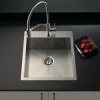 Vellamo Peak 1 Bowl Satin Stainless Steel Sink & Waste with Tap Ledge - 450 x 500mm