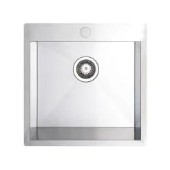 Vellamo Peak 1 Bowl Satin Stainless Steel Sink & Waste with Tap Ledge - 450 x 500mm