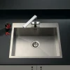 Vellamo Peak 1 Bowl Satin Stainless Steel Sink & Waste with Tap Ledge - 600 x 500mm