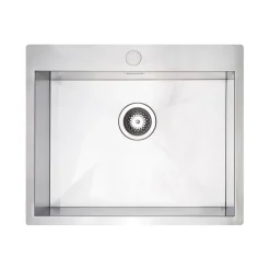 Vellamo Peak 1 Bowl Satin Stainless Steel Sink & Waste with Tap Ledge - 600 x 500mm