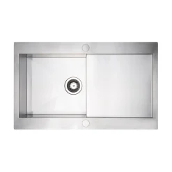 Vellamo Peak Compact 1 Bowl Satin Stainless Steel Sink & Waste with Reversible Drainer - 860 x 500mm