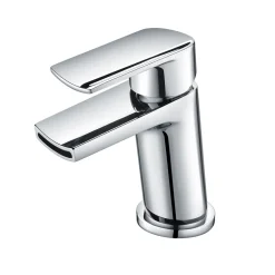 Vellamo Poise Mini Mono Basin Mixer with Push Waste - Chrome