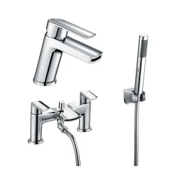 Vellamo Poise Mono Basin Mixer & Bath Shower Mixer with Shower Kit