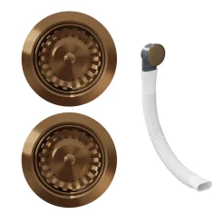 Vellamo Premium 90mm 1.5 & 2 Bowl Kitchen Sink Strainer Wastes with Round Overflow