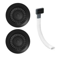 Vellamo Premium 90mm 1.5 & 2 Bowl Kitchen Sink Strainer Wastes with Rectangular Overflow