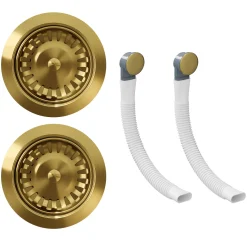 Vellamo Premium 90mm 1.5 & 2 Bowl Kitchen Sink Strainer Wastes with Two Round Overflows