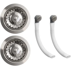 Vellamo Premium 90mm 1.5 & 2 Bowl Kitchen Sink Strainer Wastes with Two Round Overflows