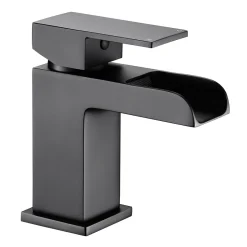 Vellamo Reve Matt Black Waterfall Basin Tap & Waste