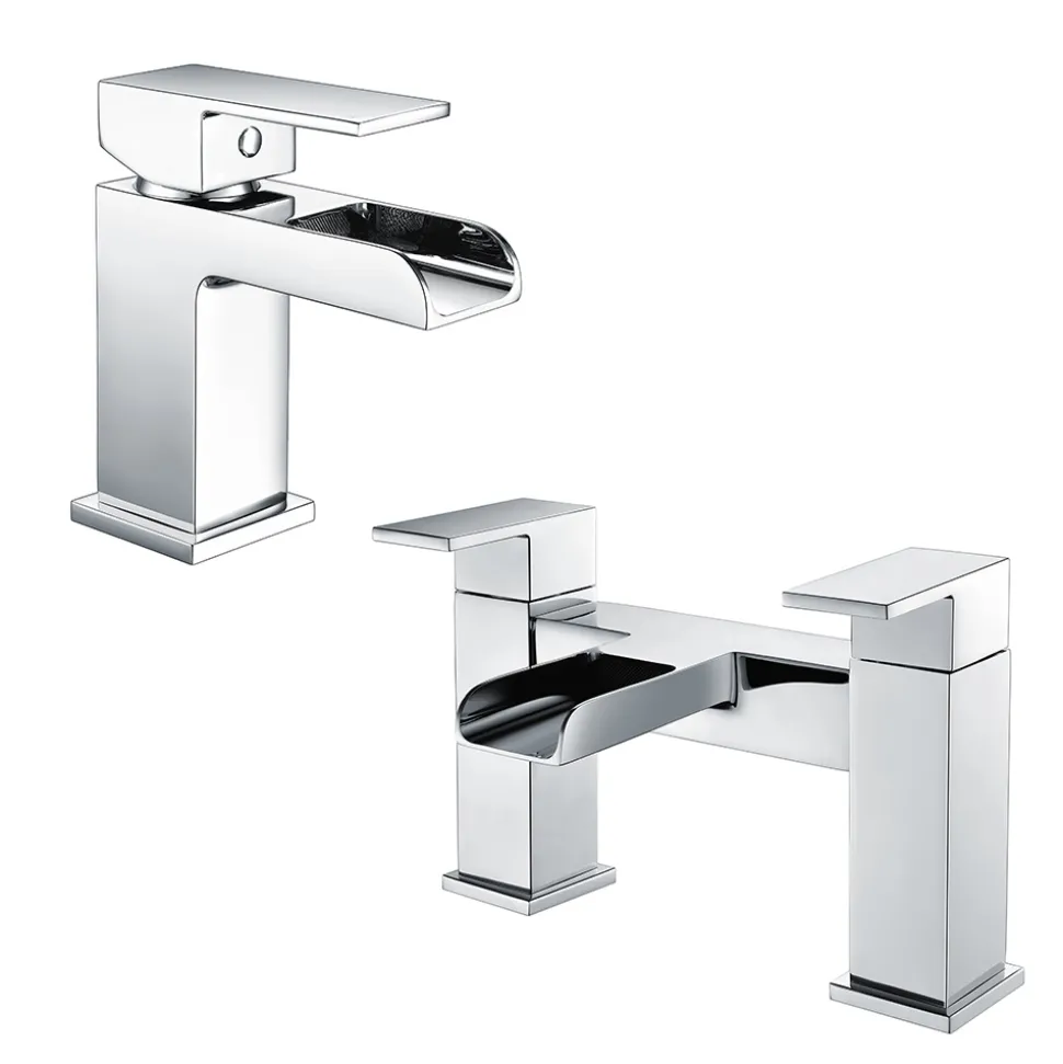 Vellamo Reve Waterfall Basin Mixer & Waterfall Bath Filler Value Pack