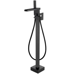 Vellamo Reve Waterfall Matt Black Freestanding Bath Shower Mixer Tap