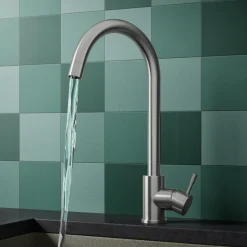 Vellamo Revolve Brushed Stainless Steel Mono Kitchen Sink Mixer Tap