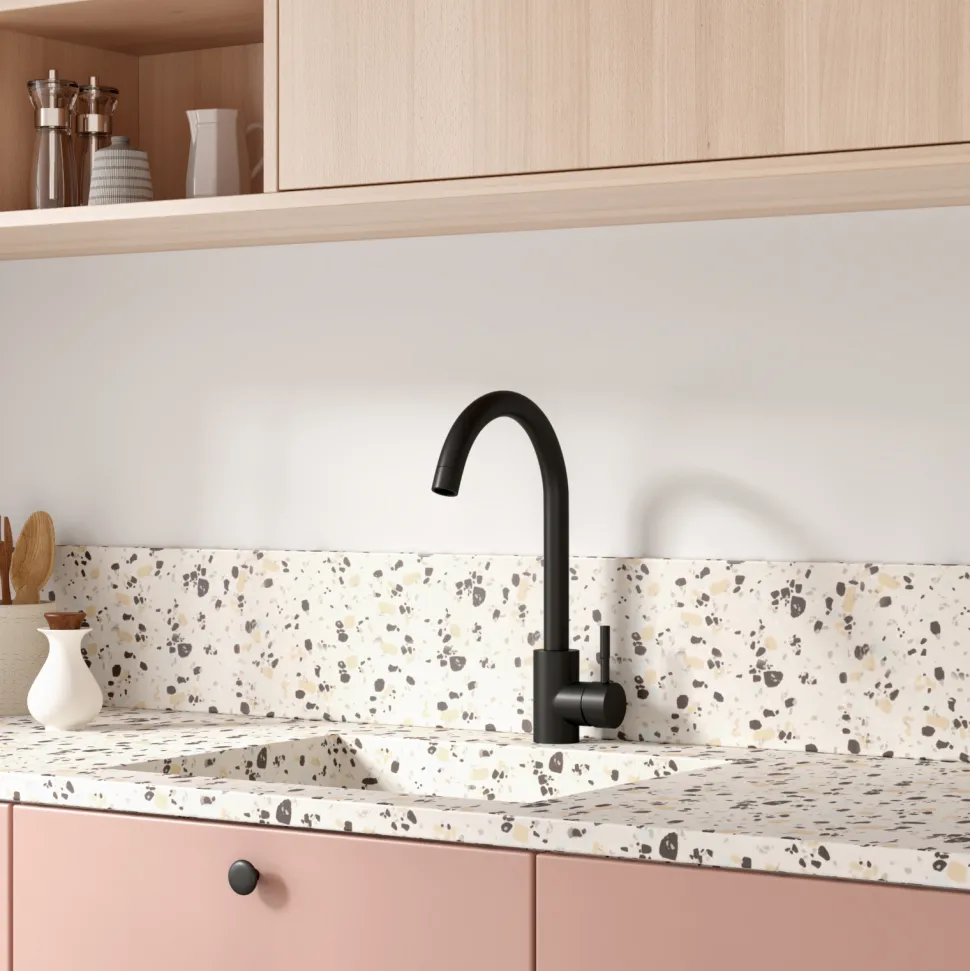 Vellamo Revolve Single Lever Mono Kitchen Mixer Tap - Matt Black